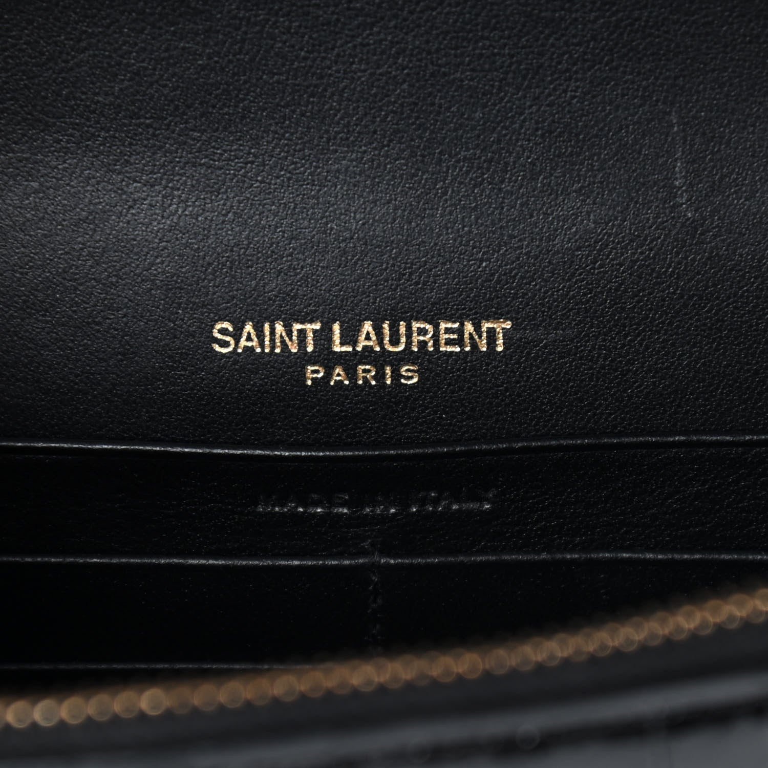 Saint Laurent Calfskin Crocodile Embossed Kate Monogram Tassel Chain Wallet Black 6 of 9