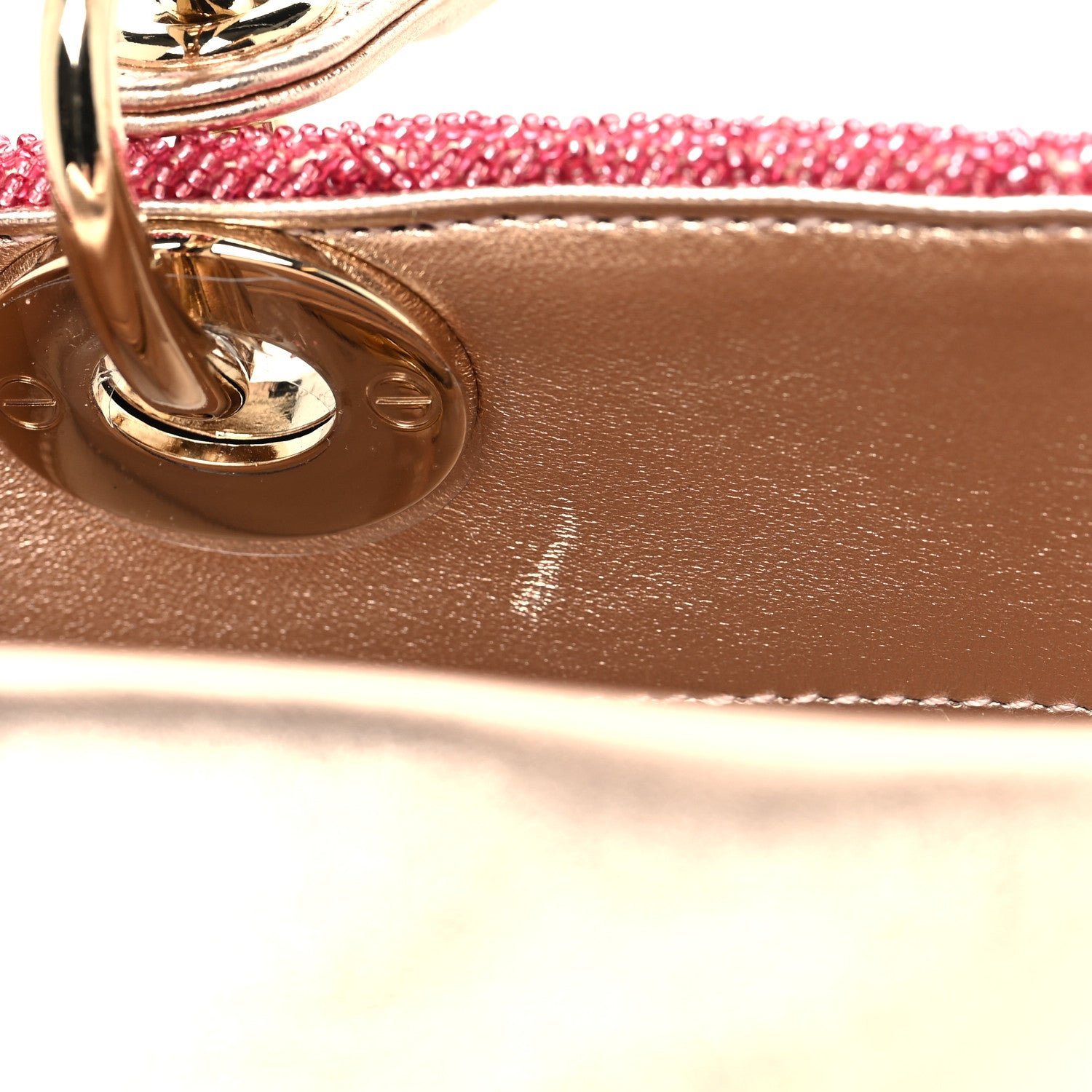 Christian Dior Metallic Calfskin Satin Celestial Bead Embroidery Cannage Mini Lady Dior Rose Des Vents 11 of 13
