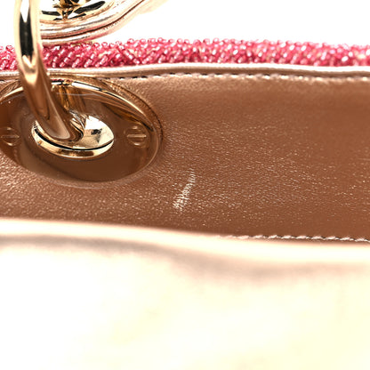 Christian Dior Metallic Calfskin Satin Celestial Bead Embroidery Cannage Mini Lady Dior Rose Des Vents 11 of 13