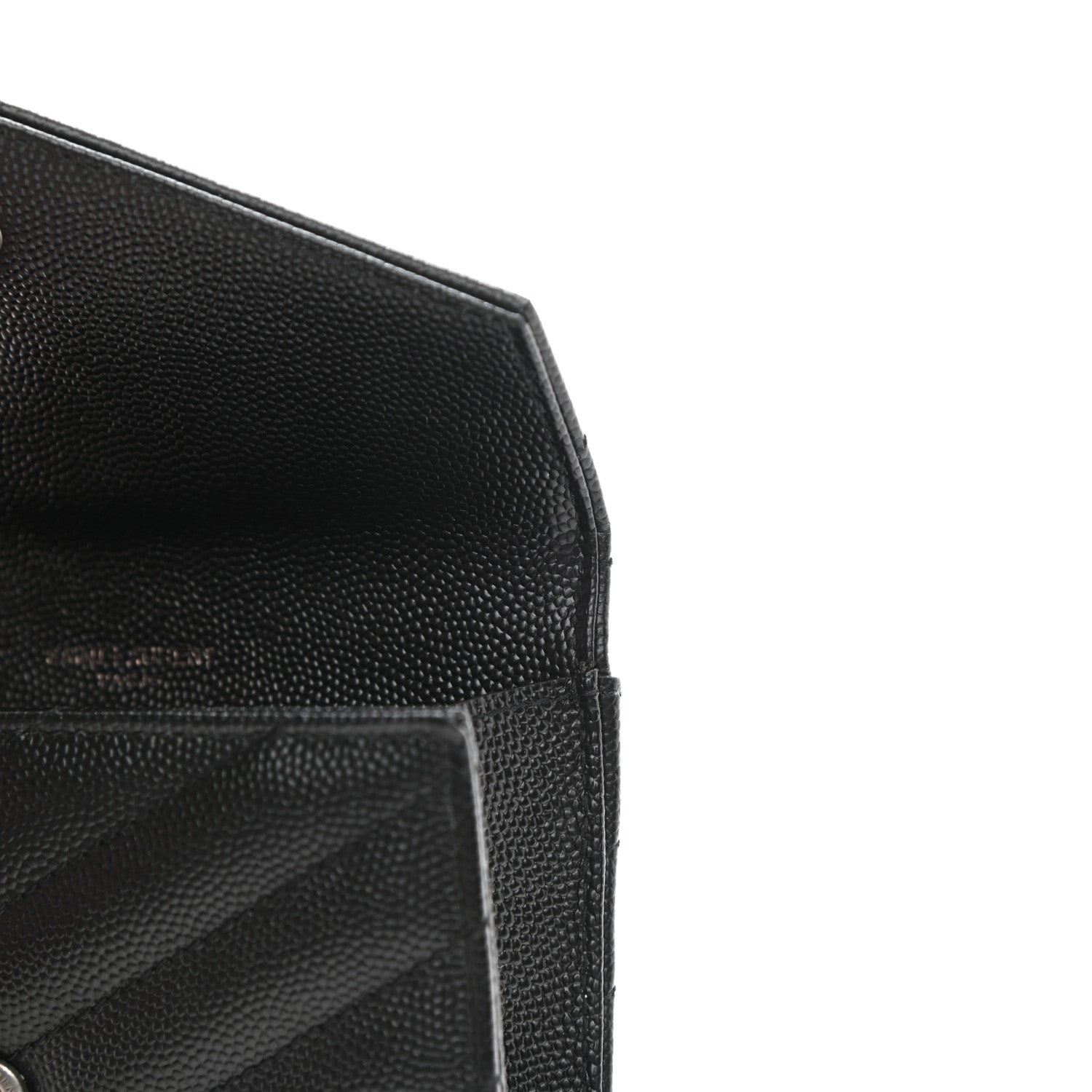 Saint Laurent Grain De Poudre Matelasse Chevron Small Monochrome Monogram Envelope Wallet Black 8 of 8