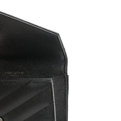 Saint Laurent Grain De Poudre Matelasse Chevron Small Monochrome Monogram Envelope Wallet Black 8 of 8
