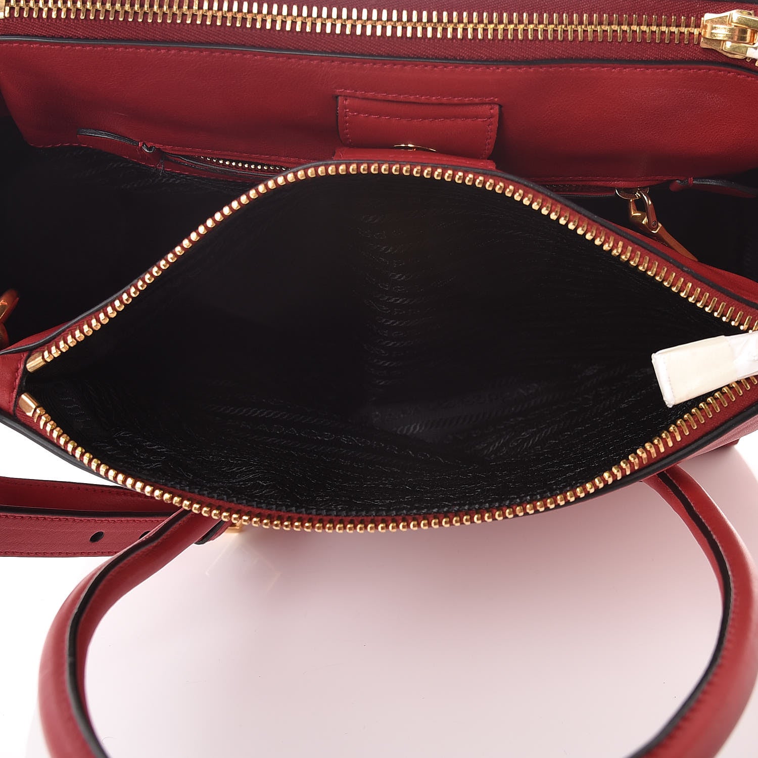 Prada Glace Calfskin Twin Pocket Tote Fuoco 8 of 15
