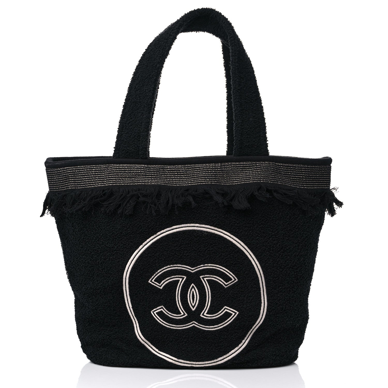 Chanel Terry Cotton CC Beach Tote Towel Set Black 3 of 9