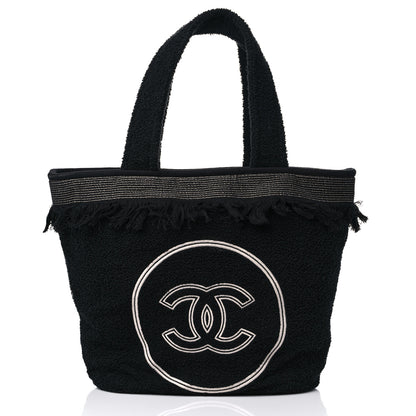 Chanel Terry Cotton CC Beach Tote Towel Set Black 3 of 9