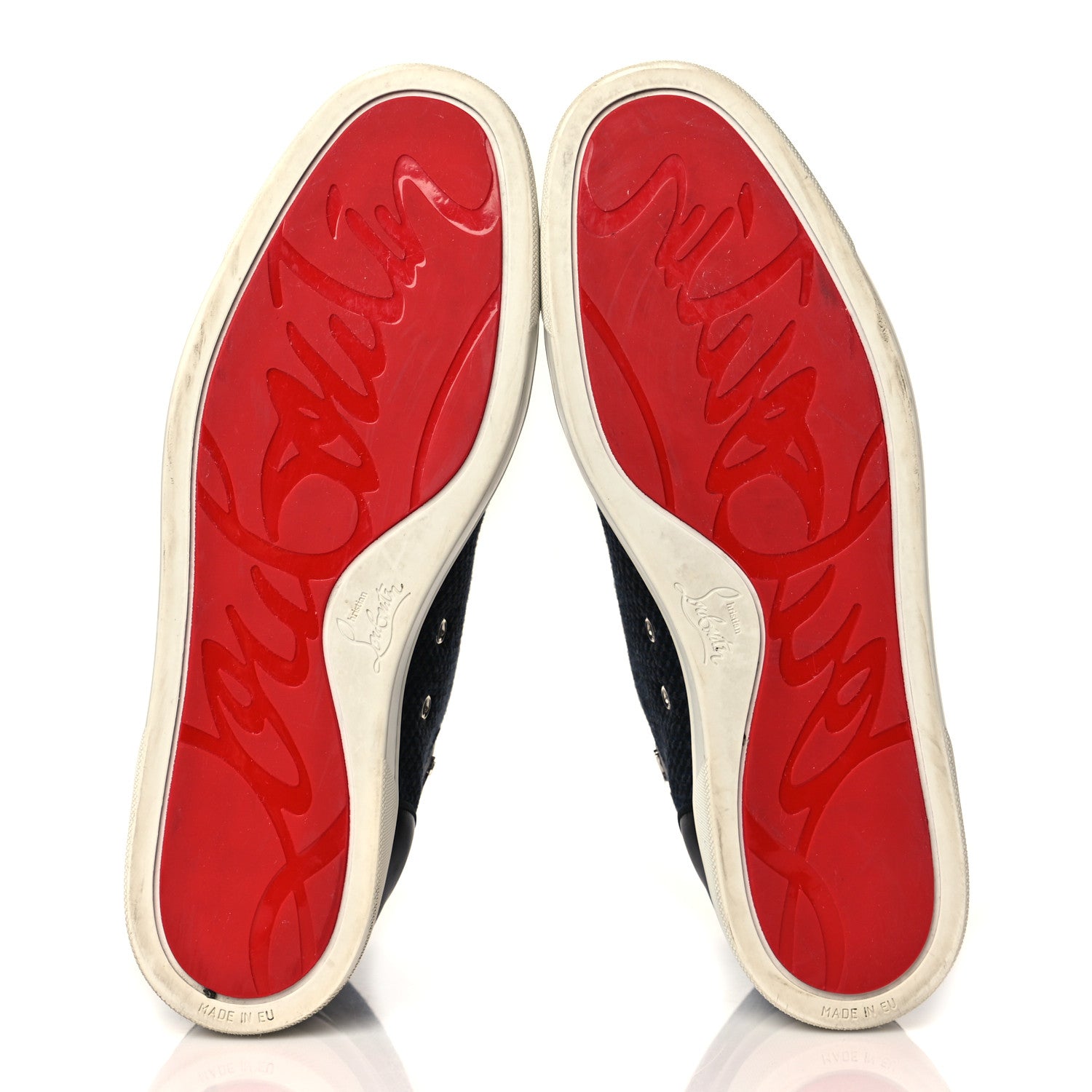 Christian Louboutin Calfskin Suede Mens Lou Flat Sneakers 45 Navy 5 of 10