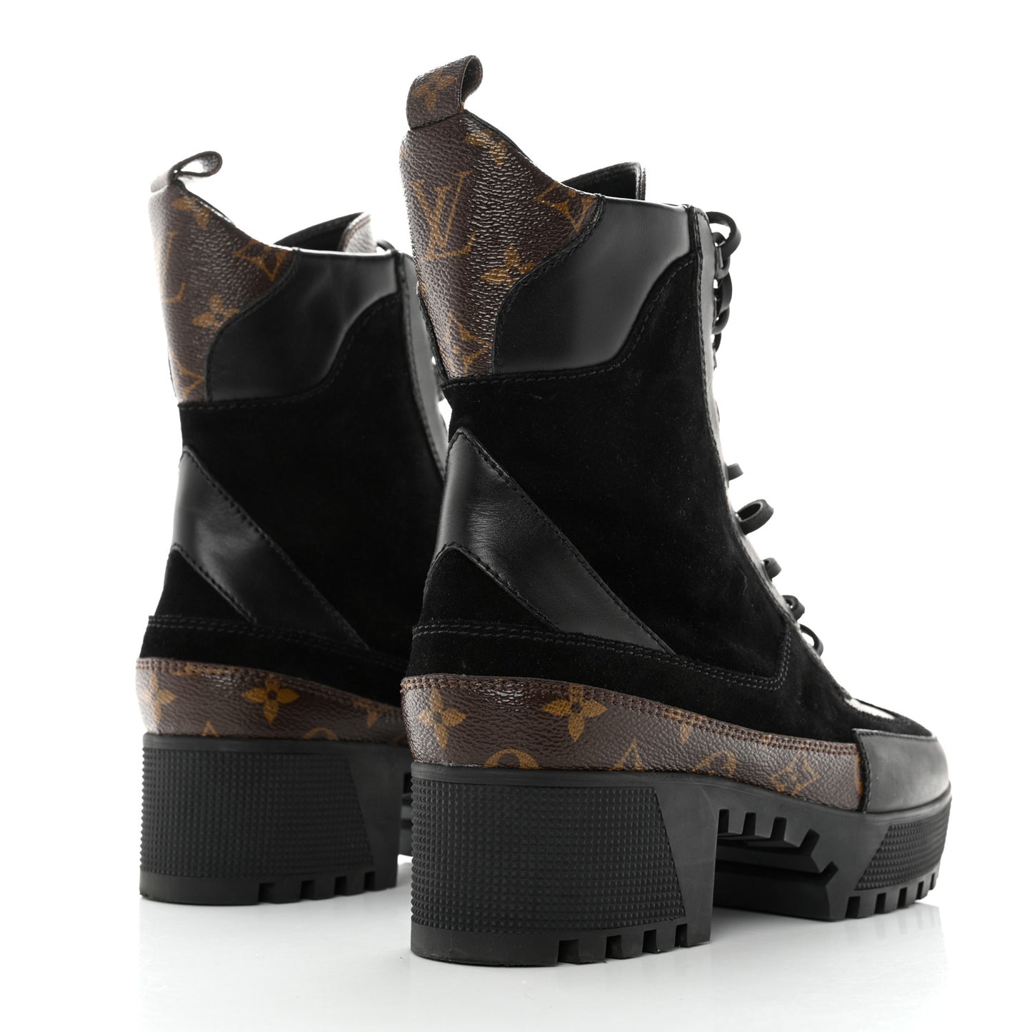 Suede Calfskin Monogram Laureate Platform Desert Boots 40 Black
