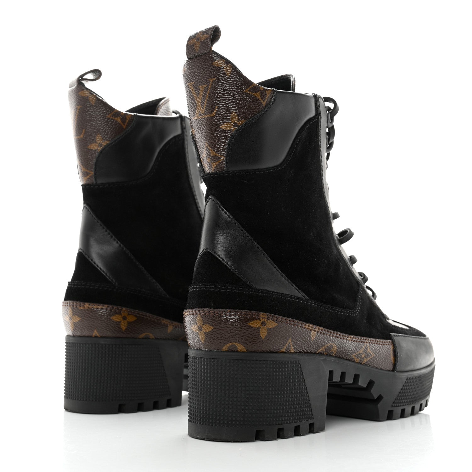 Louis Vuitton Suede Calfskin Monogram Laureate Platform Desert Boots 40 Black 4 of 8