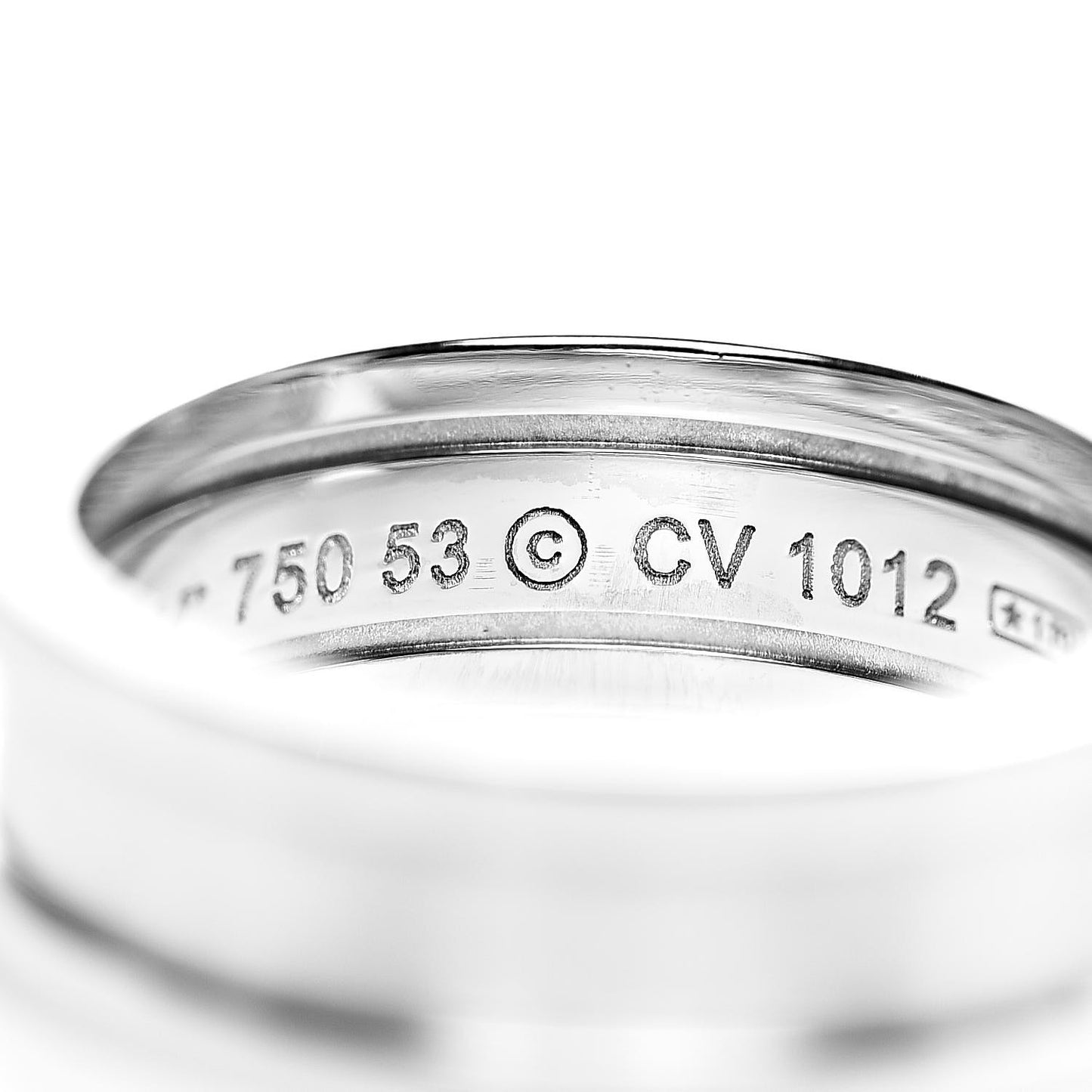18K White Gold 6.5mm C De Ring 53 6.5