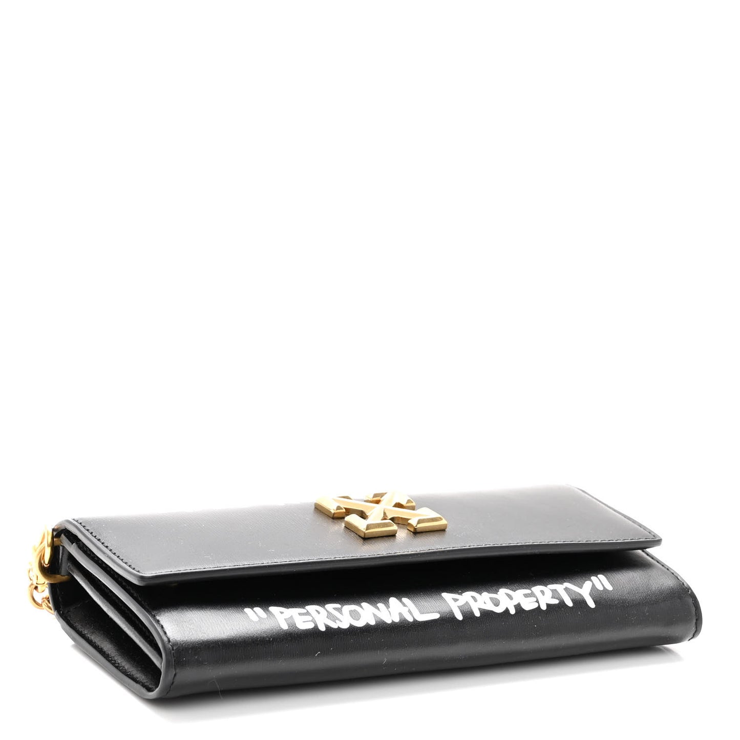 Calfskin Jitney Logo Flap Wallet On Chain Black