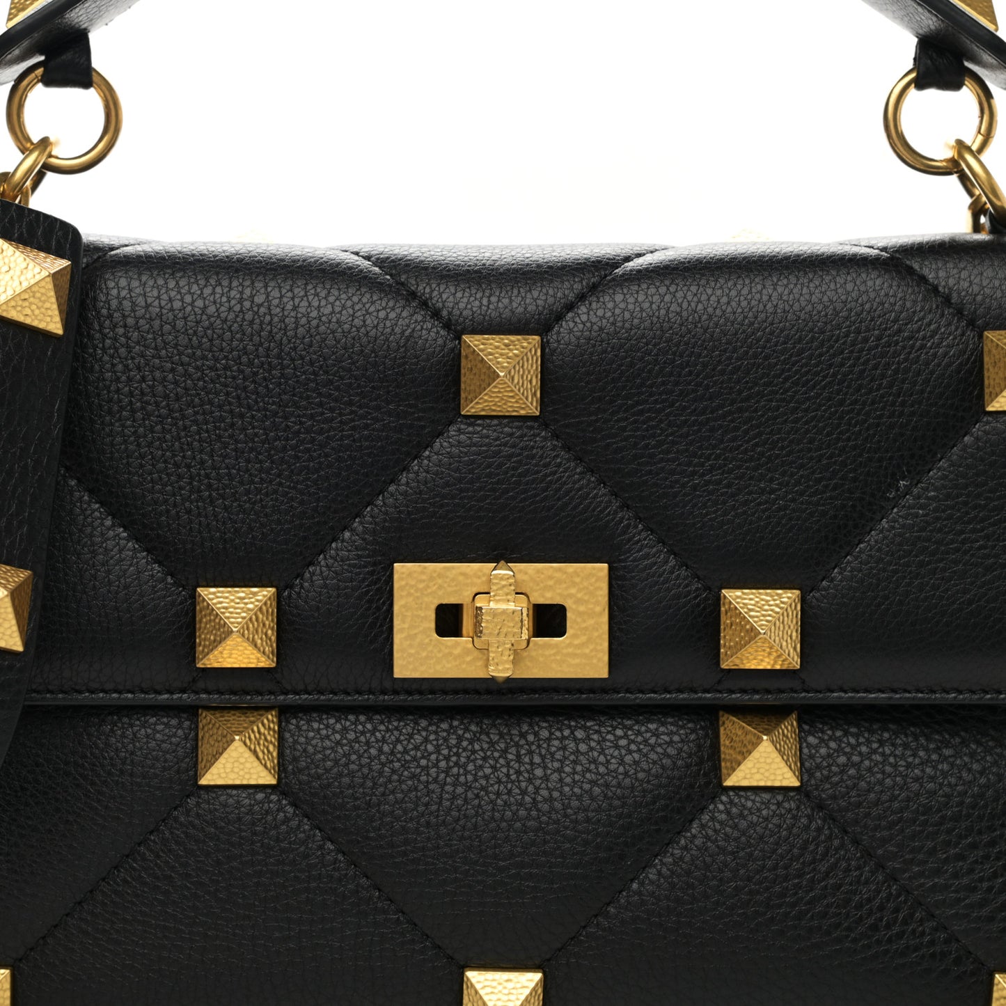 Nappa Large Roman Stud Shoulder Bag Black