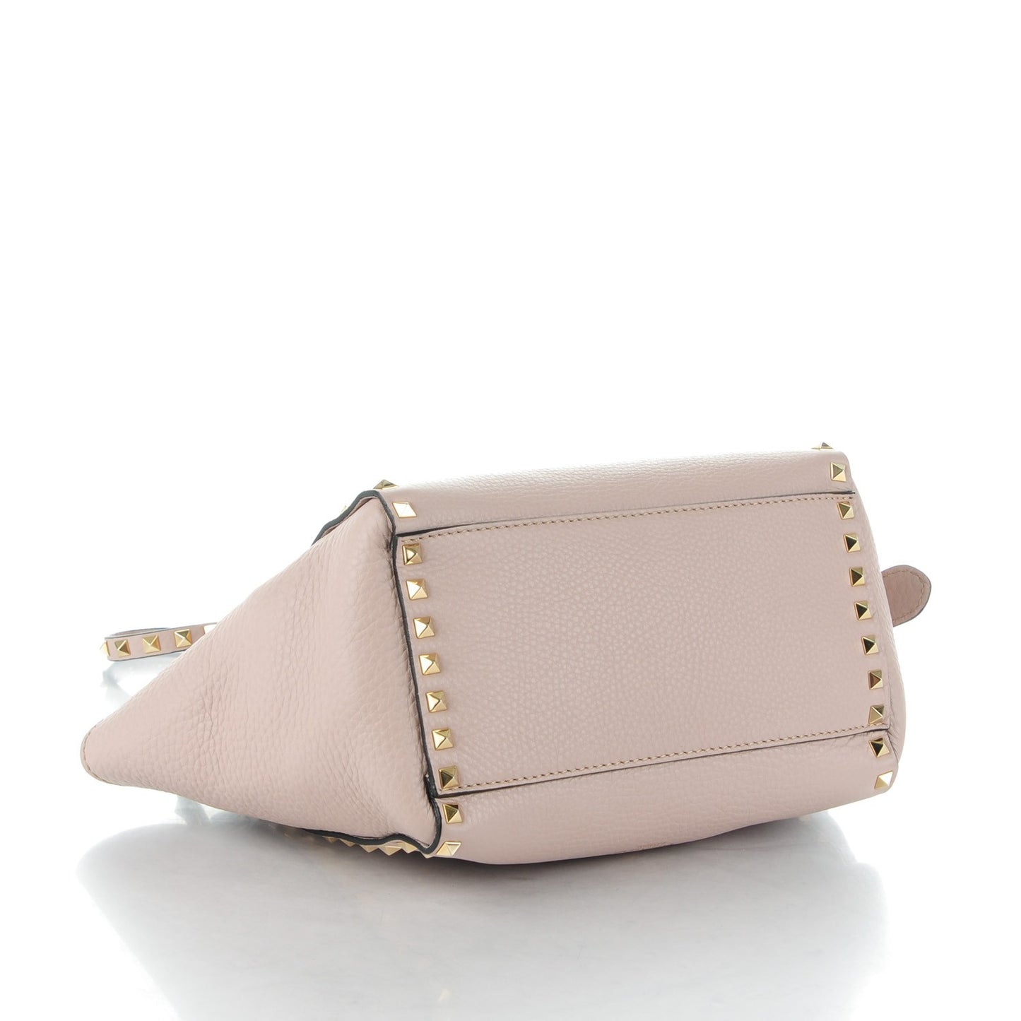 Grained Calfskin Small Rockstud Double Handle Tote Poudre