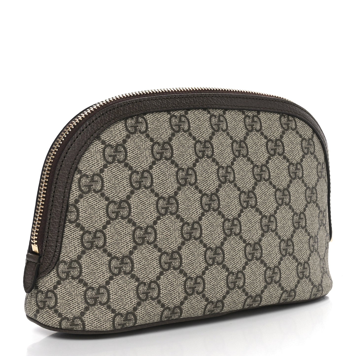 GG Supreme Monogram Textured Calfskin Web Large Ophidia Cosmetic Case Beige Ebony New Acero