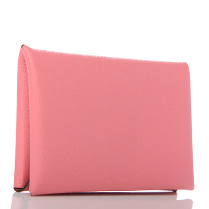 Hermes Evercolor Calvi Card Case Rose Azalee 3 of 8