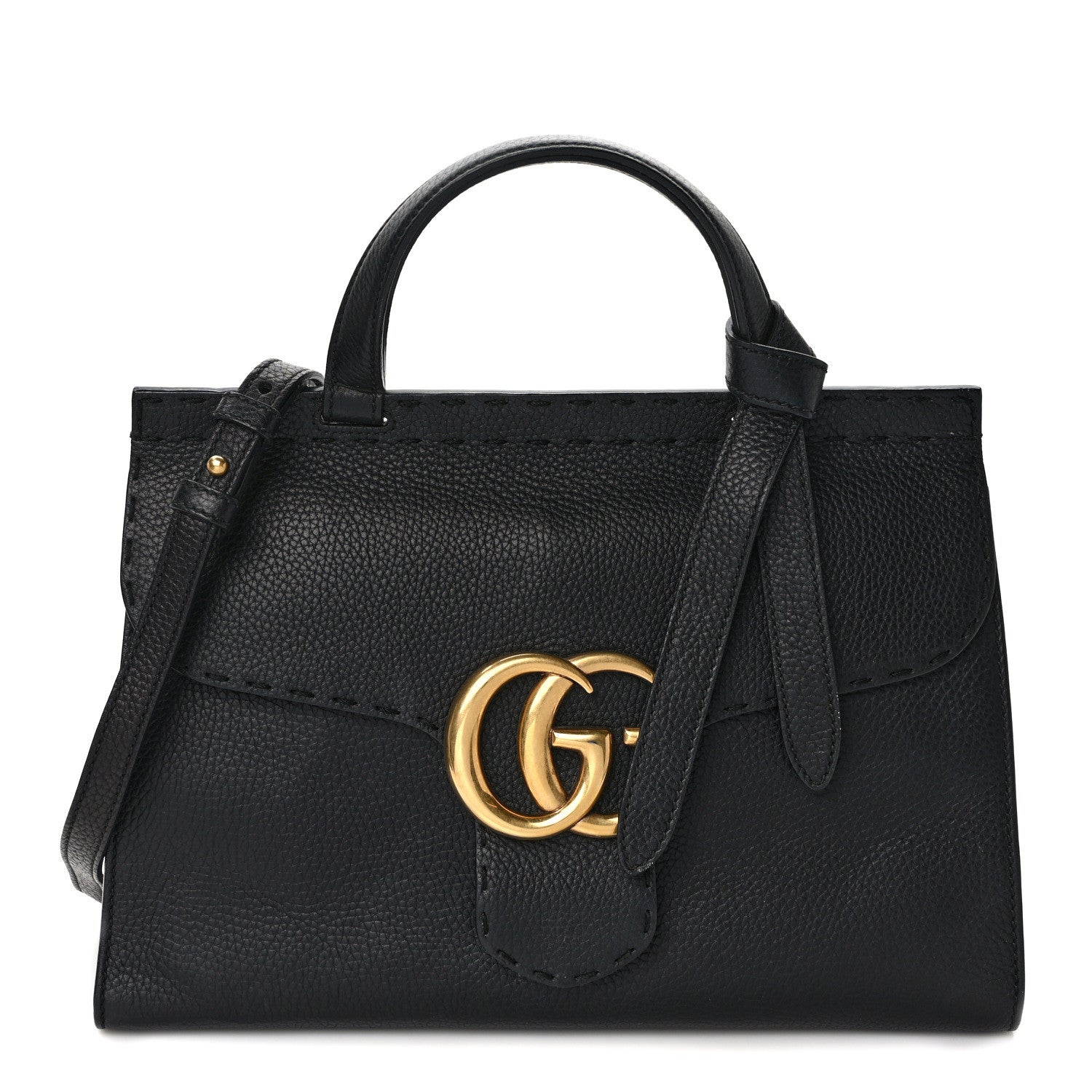 Gucci Calfskin Mini GG Marmont Top Handle Bag 1 of 8