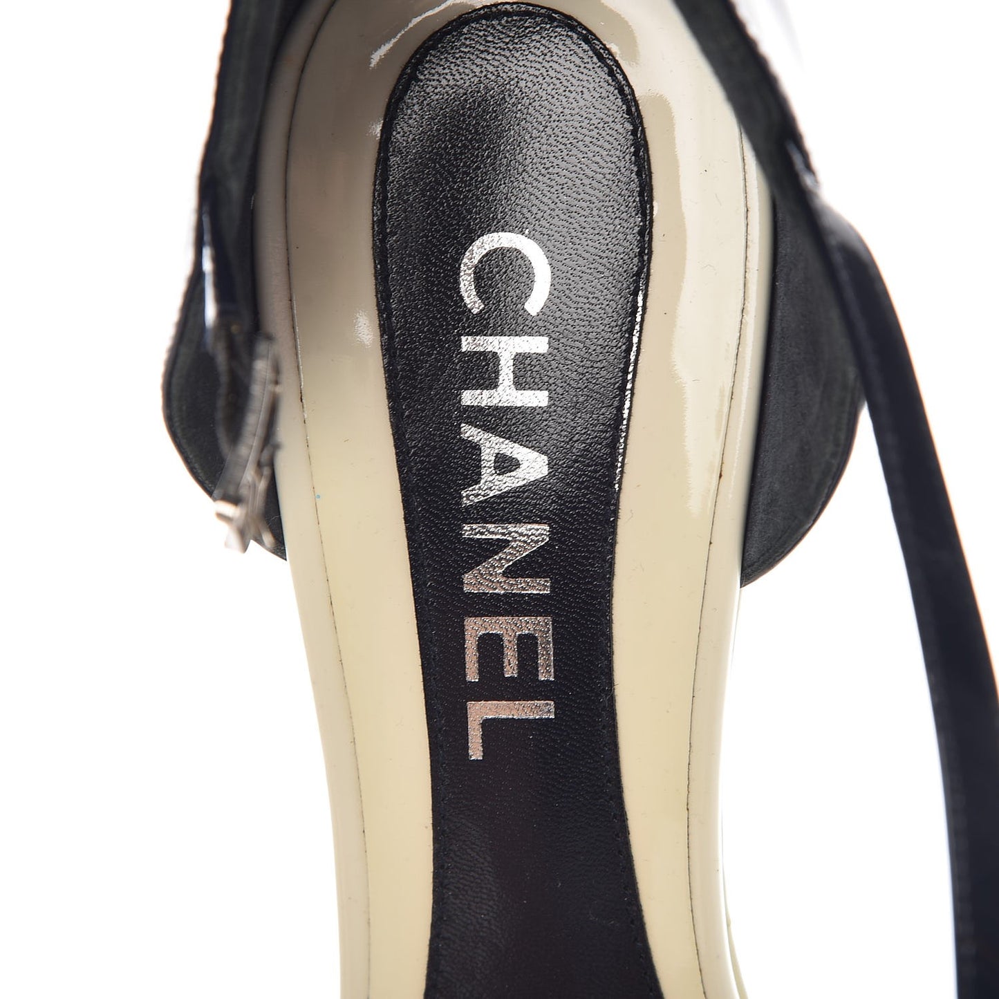 Patent Wedge Sandals 41 Navy Beige