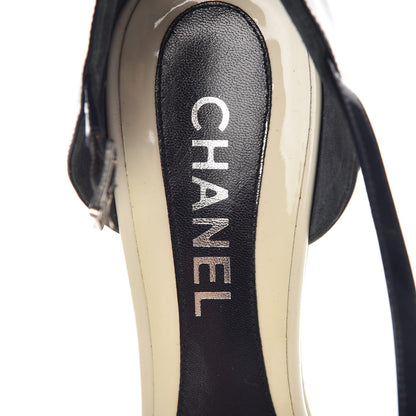 Chanel Patent Wedge Sandals 41 Navy Beige 8 of 13