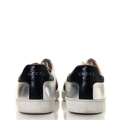 Gucci Metallic Nappa Silk Ayers Web Womens Ace Sneakers 39.5 Silver 9 of 18