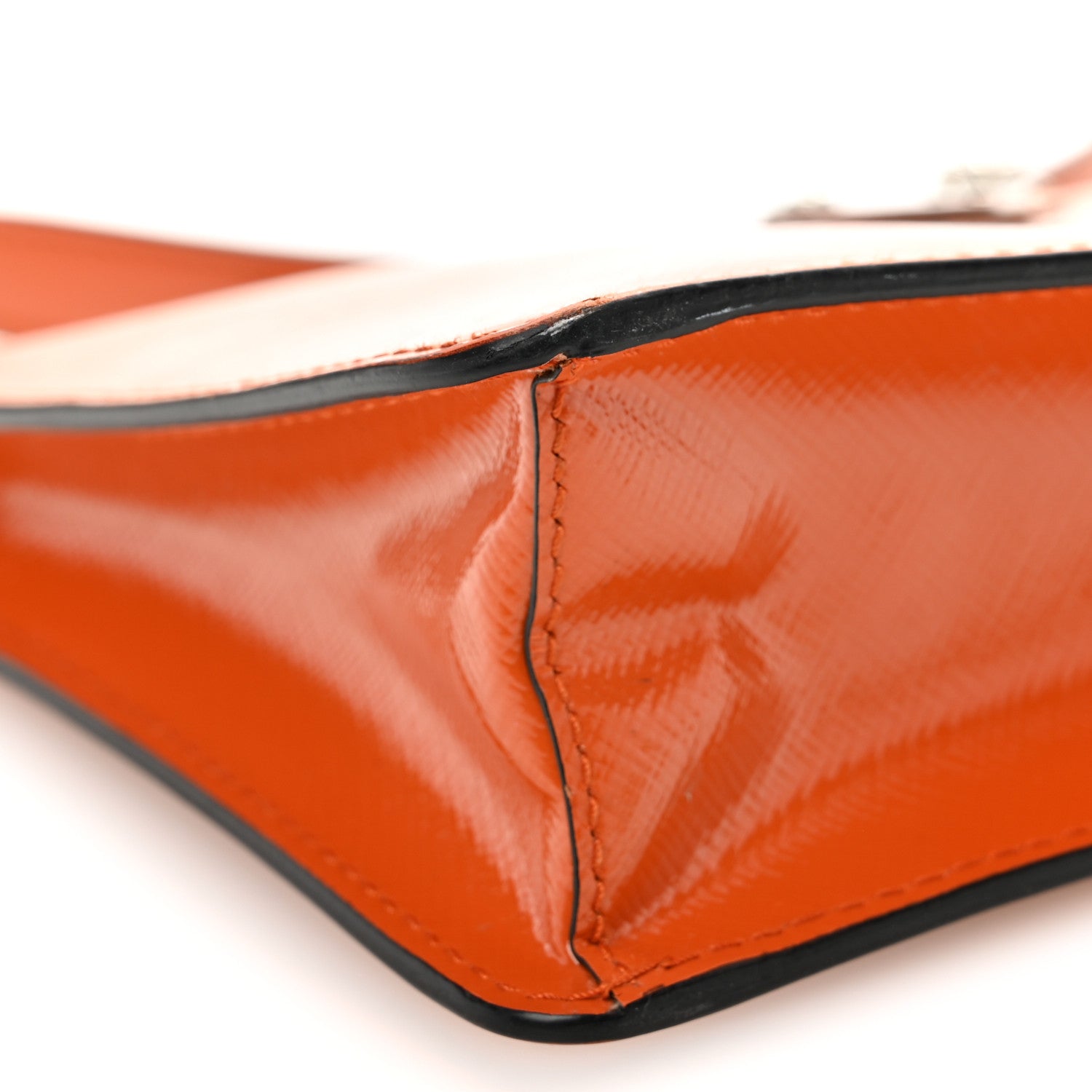 Prada Saffiano Vernice Chain Crossbody Bag Papaya 8 of 11