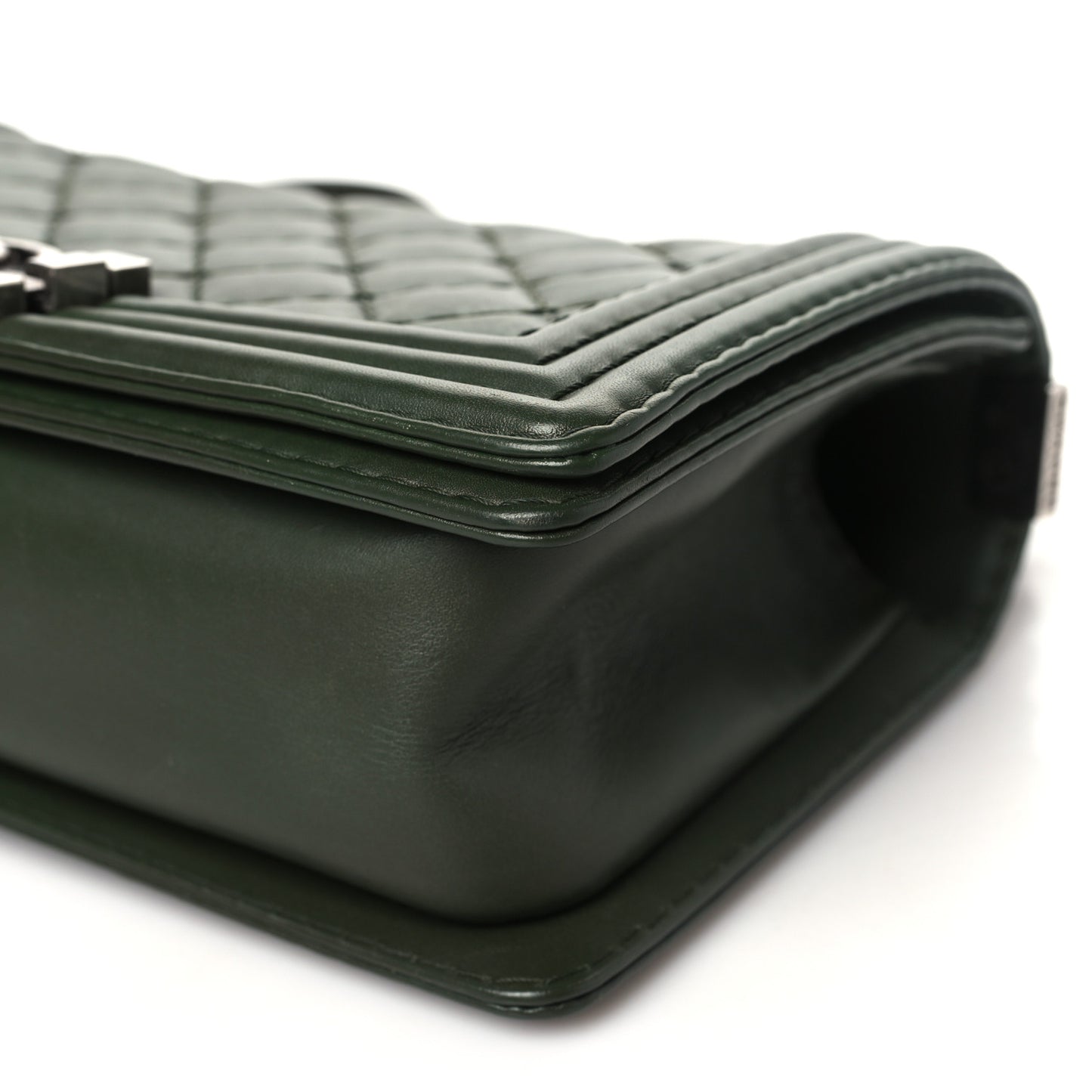Calfskin Stitched Medium Boy Flap Dark Green