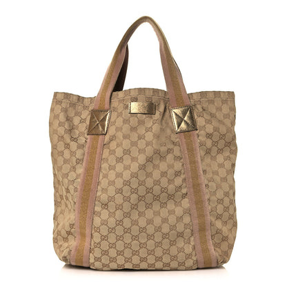 Gucci GG Monogram Medium Web Handle Vertical Tote Pink Gold 1 of 16