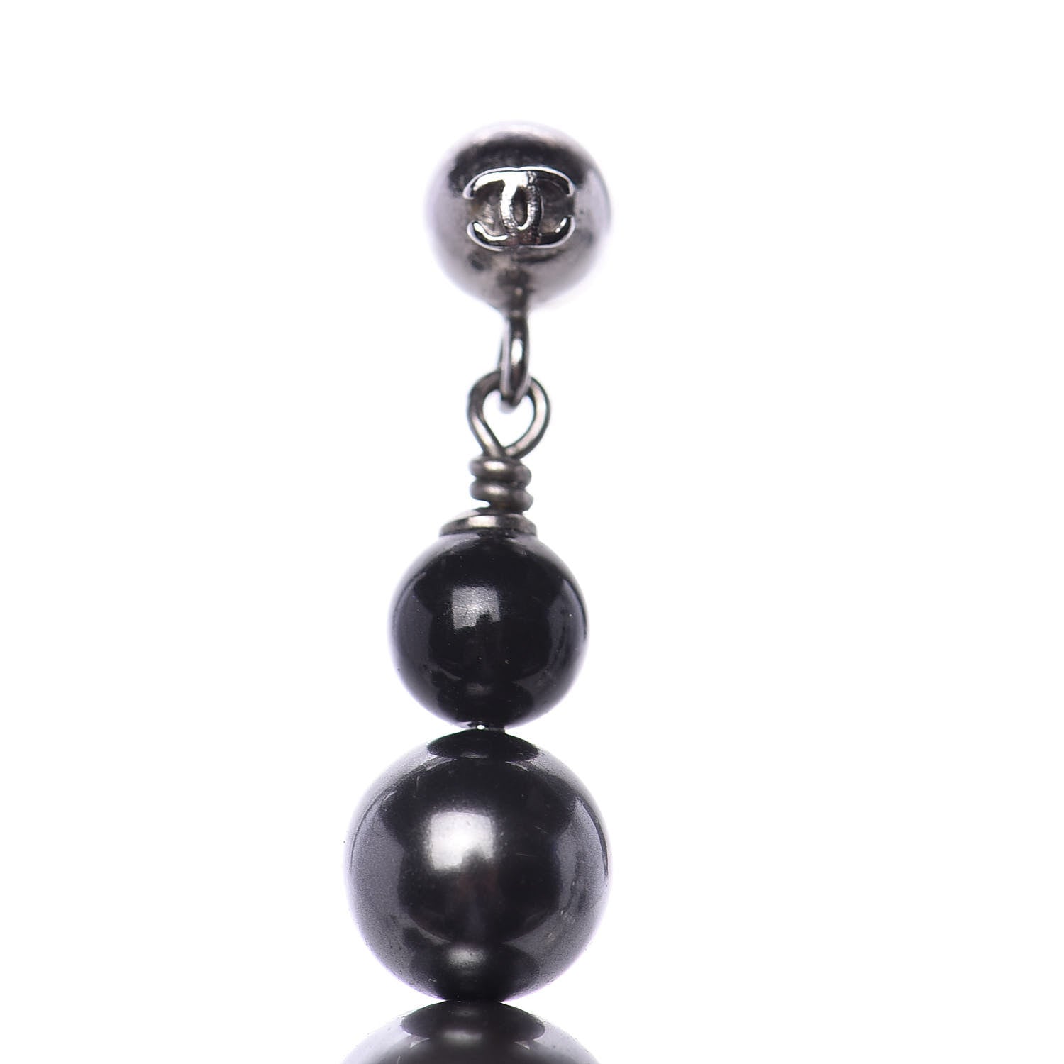 Chanel Ruthenium Pearl CC Drop Earrings Grey 3 of 4
