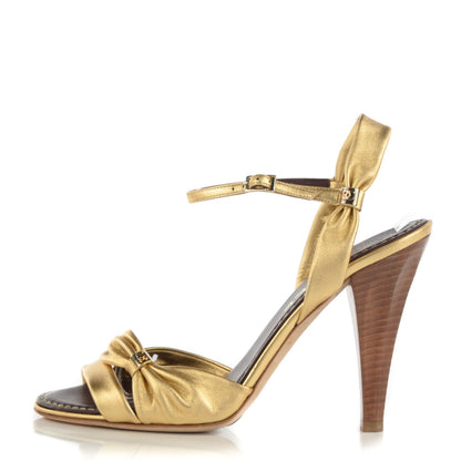 Chanel Metallic Lambskin CC Sandals 39.5 Gold 1 of 7