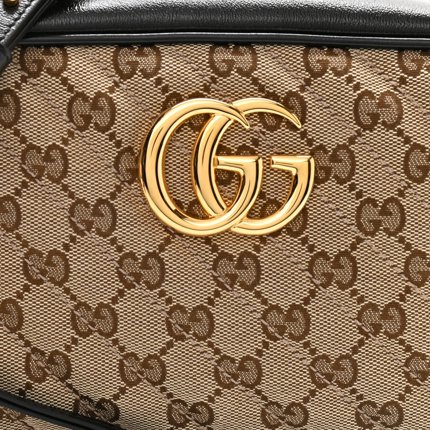 Monogram Matelasse Diagonal Small GG Marmont Chain Shoulder Bag Beige Black