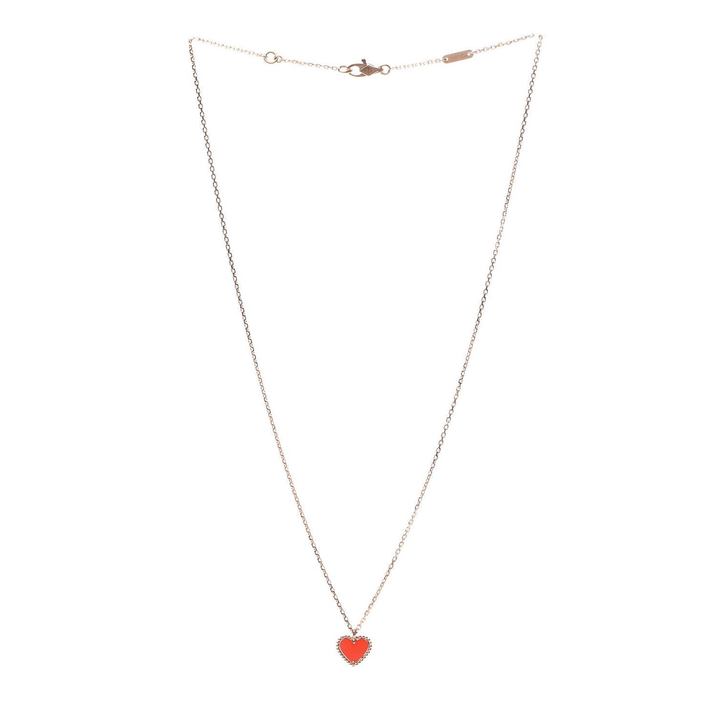 18K Rose Gold Carnelian Sweet Alhambra Heart Pendant Necklace