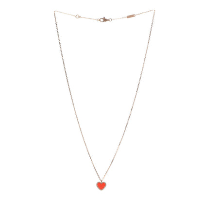 Van Cleef & Arpels 18K Rose Gold Carnelian Sweet Alhambra Heart Pendant Necklace 3 of 7