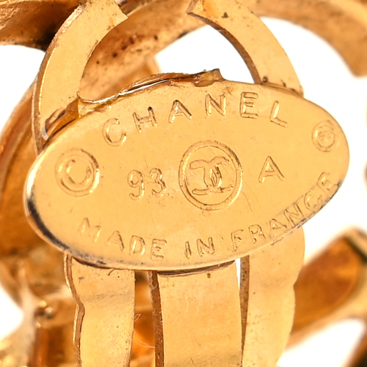 Metal Round CC Clip On Earrings Gold