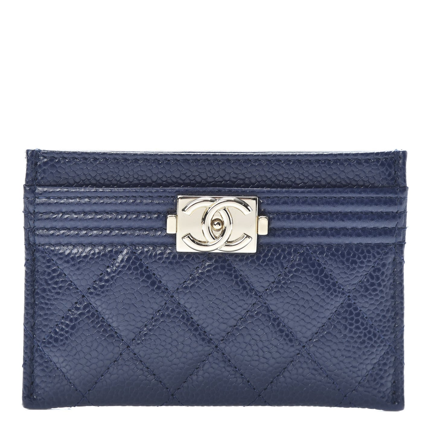 Caviar Quilted Boy Card Holder Blue