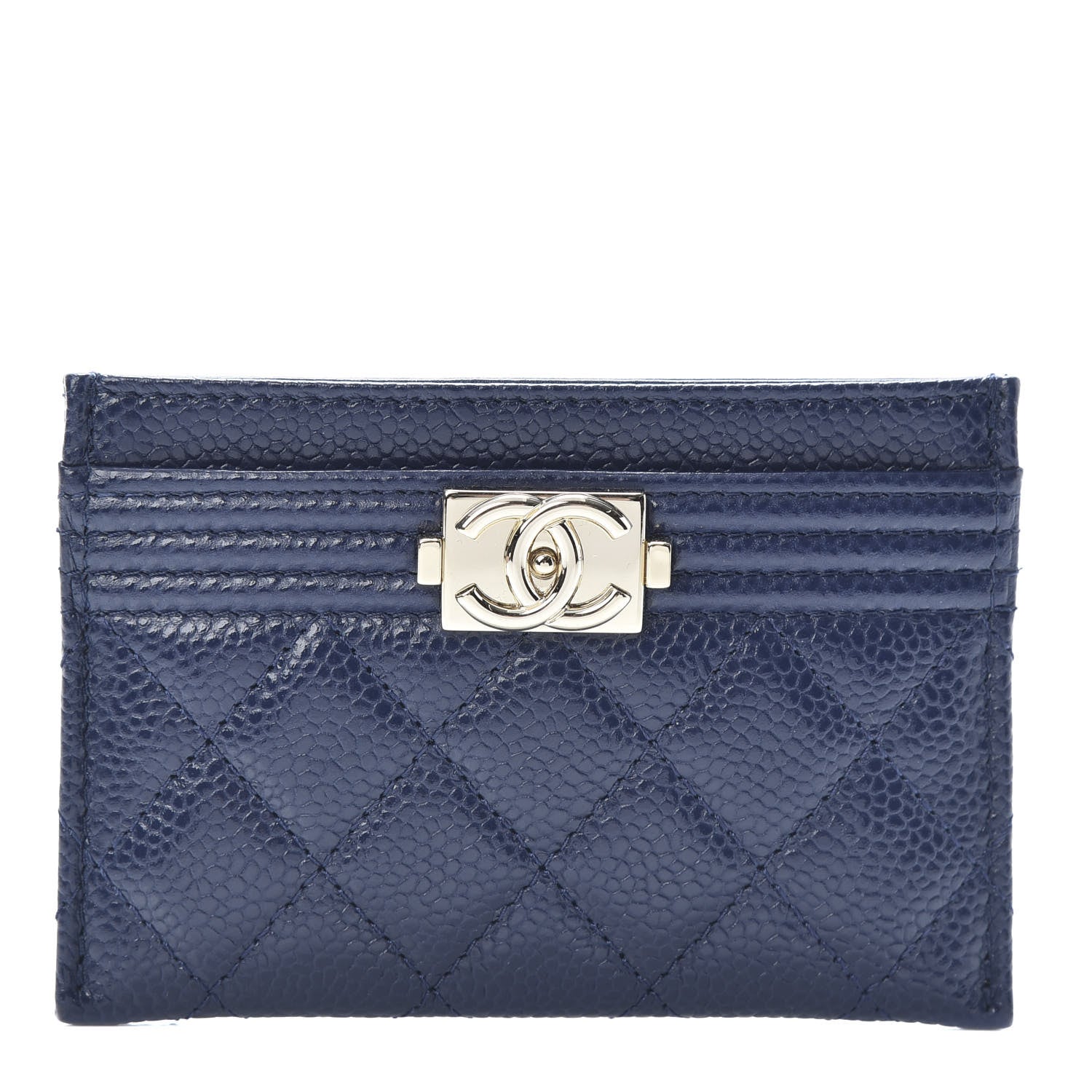 Chanel Caviar Quilted Boy Card Holder Blue 1 of 9