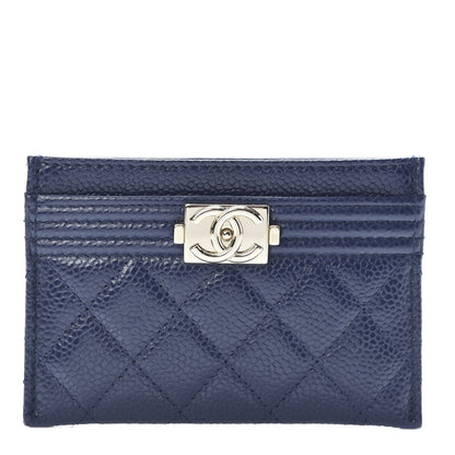 Chanel Caviar Quilted Boy Card Holder Blue 1 of 9