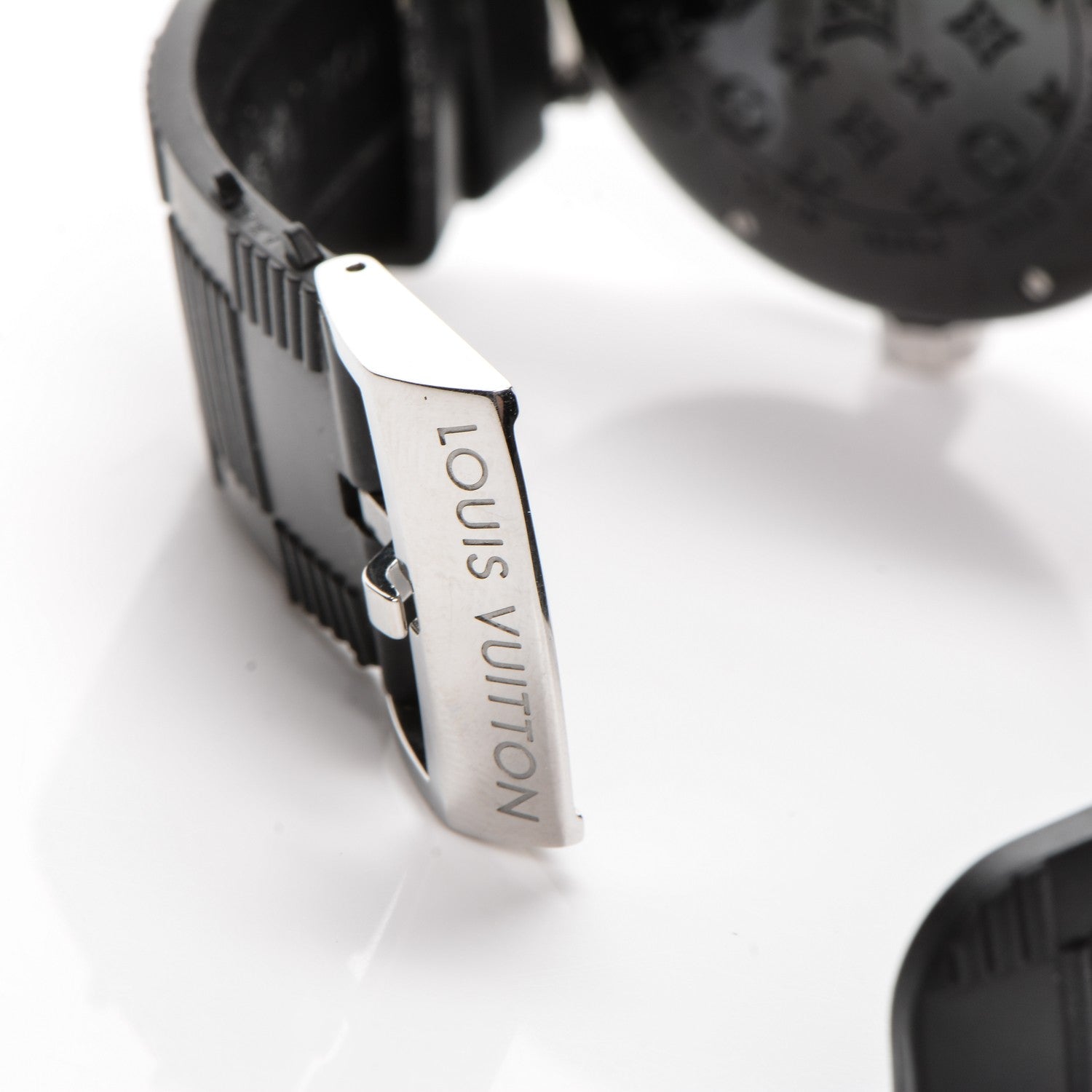 Louis Vuitton Stainless Steel Rubber 41mm Tambour GMT Automatic Watch Black 11 of 12
