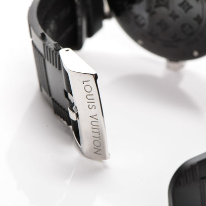Louis Vuitton Stainless Steel Rubber 41mm Tambour GMT Automatic Watch Black 11 of 12