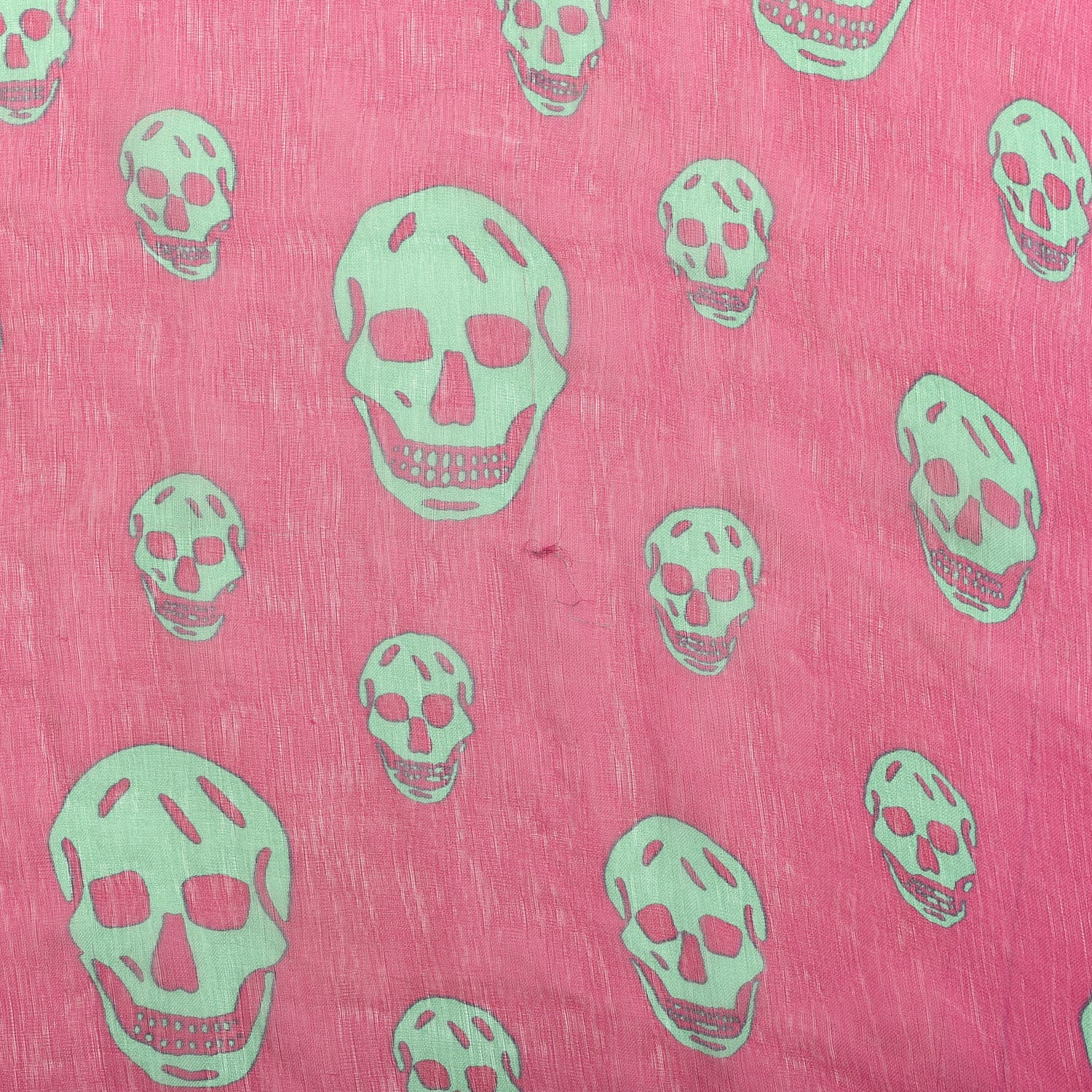 Alexander McQueen Silk Chiffon Skull Scarf Pink Green 4 of 4