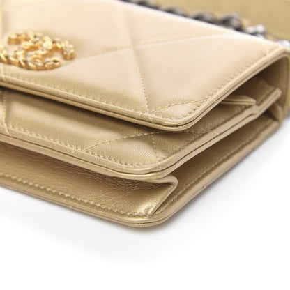 Chanel Metallic Goatskin Quilted 19 Wallet On Chain WOC Gold 10 of 14