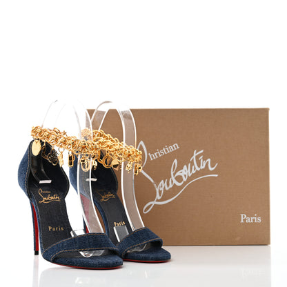 Christian Louboutin Denim Gourmi 100 Sandals 36 Blue Gold 8 of 8
