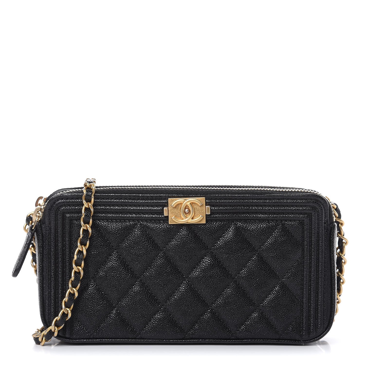 Chanel Caviar Quilted Small Boy Clutch With Chain Black 1 of 10
