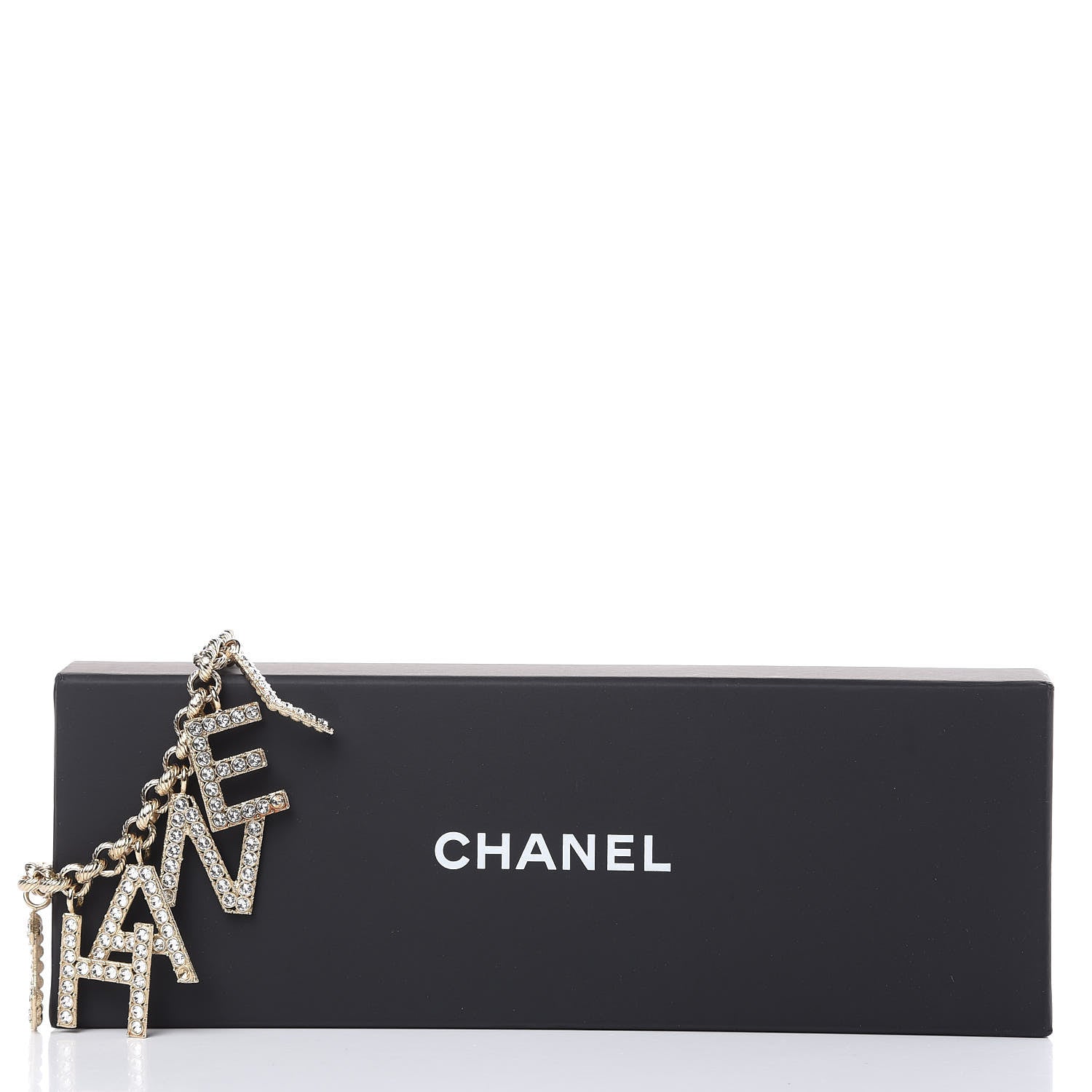 Chanel Metal Crystal Cha-Nel Logo Charm Bracelet Gold 4 of 4