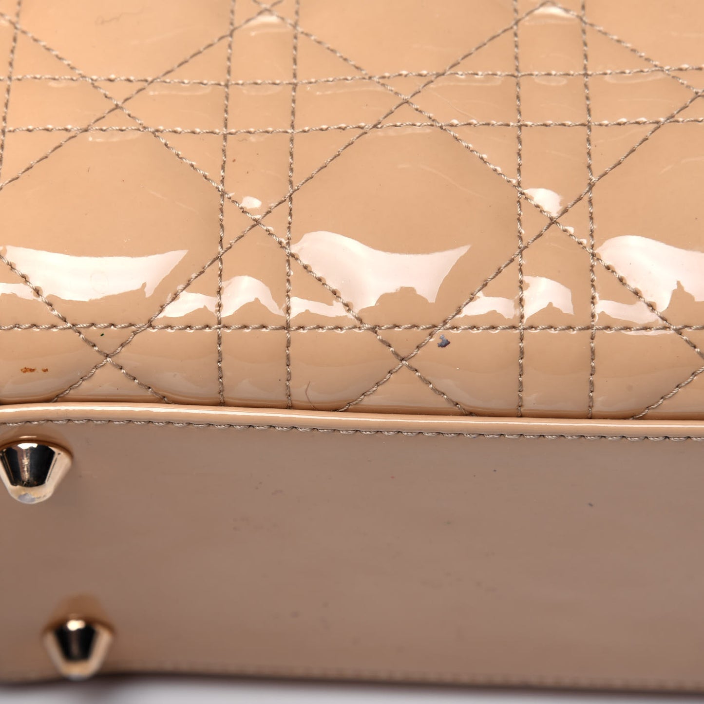 Patent Cannage Large Lady Dior Beige
