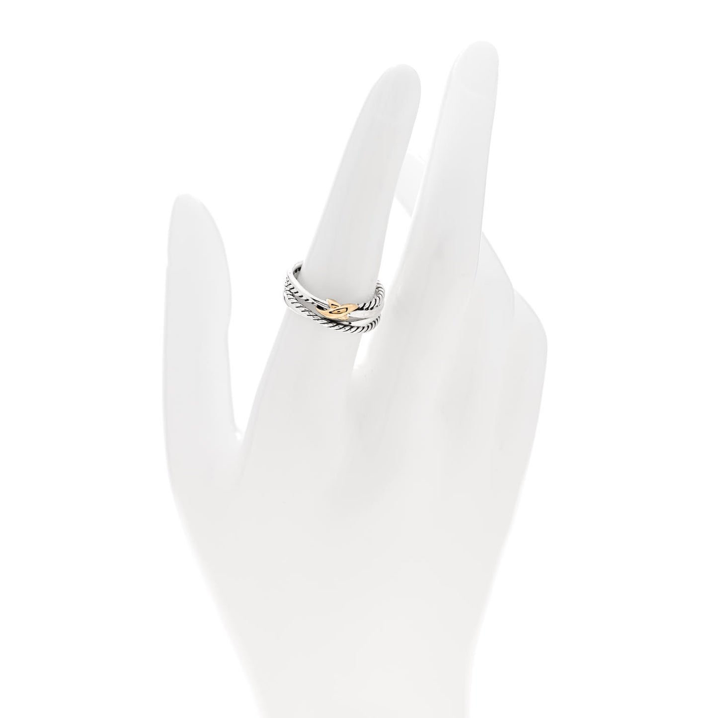 Sterling Silver 18K Yellow Gold 6mm X Crossover Ring 54 6.75