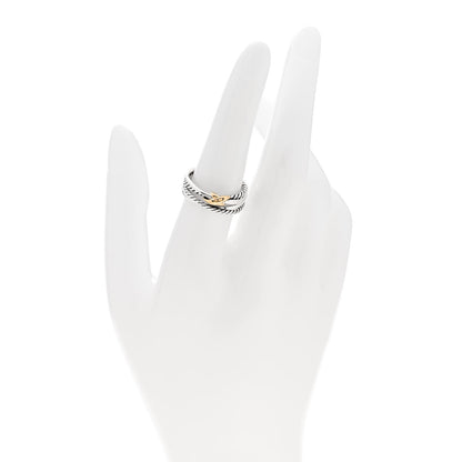 David Yurman Sterling Silver 18K Yellow Gold 6mm X Crossover Ring 54 6.75 2 of 4