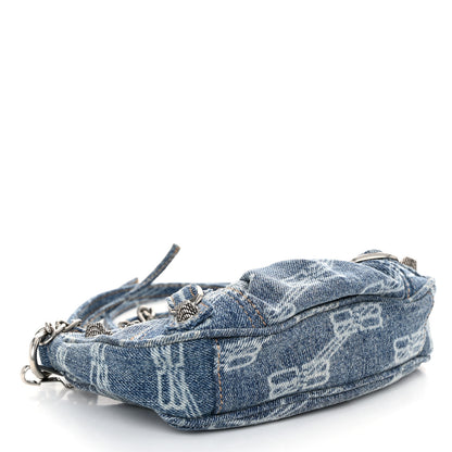 Balenciaga Bleached Denim BB Monogram Le Cagole Mini Purse With Chain Blue 4 of 11