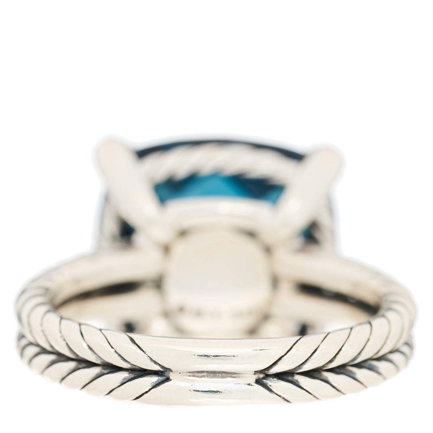 Sterling Silver Diamond Hampton Blue Topaz 14mm Chatelaine Ring 52 6