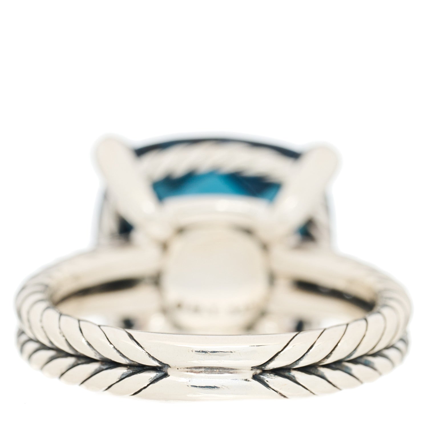 David Yurman Sterling Silver Diamond Hampton Blue Topaz 14mm Chatelaine Ring 52 6 3 of 5