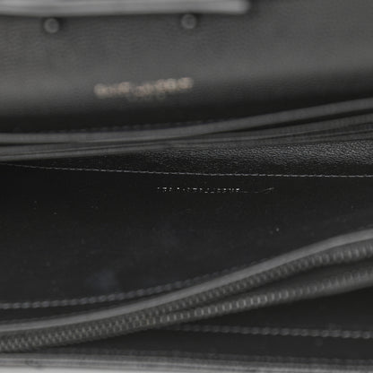 Saint Laurent Grain De Poudre Matelasse Chevron Monogram Monochrome Chain Wallet Black 7 of 11