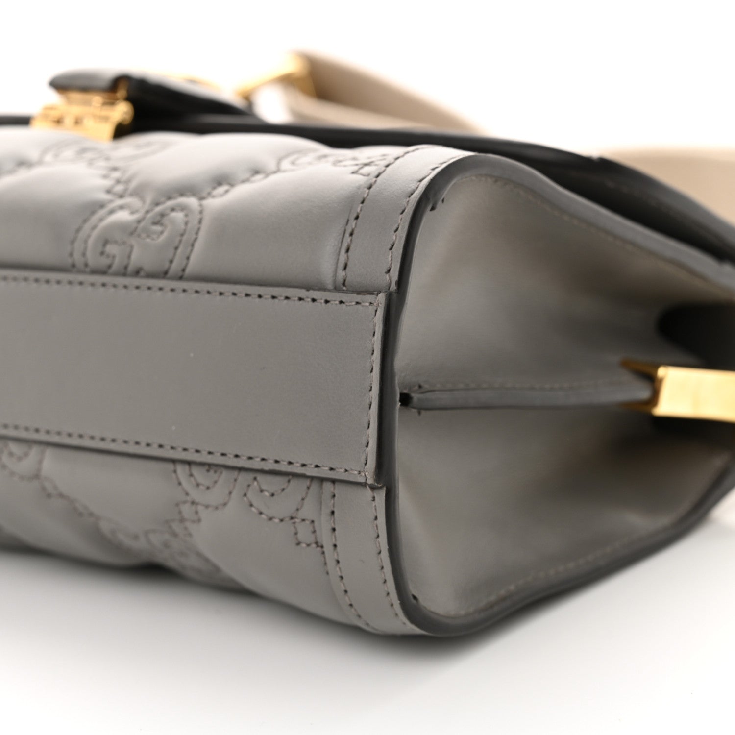 Gucci Calfskin GG Matelasse Small Flap Shoulder Bag Dusty Grey Natural 11 of 14