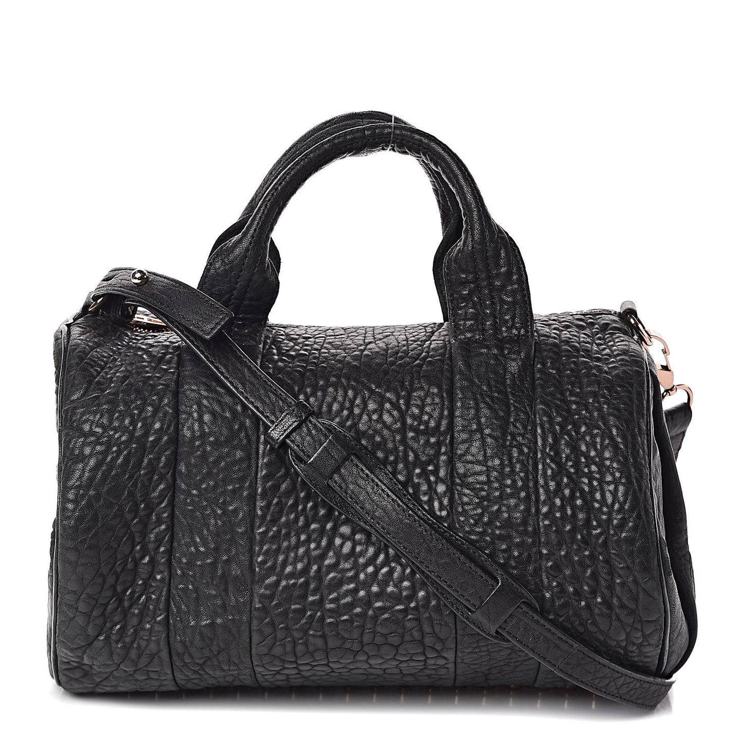 Pebbled Lambskin Rocco Black Rose Gold Hardware