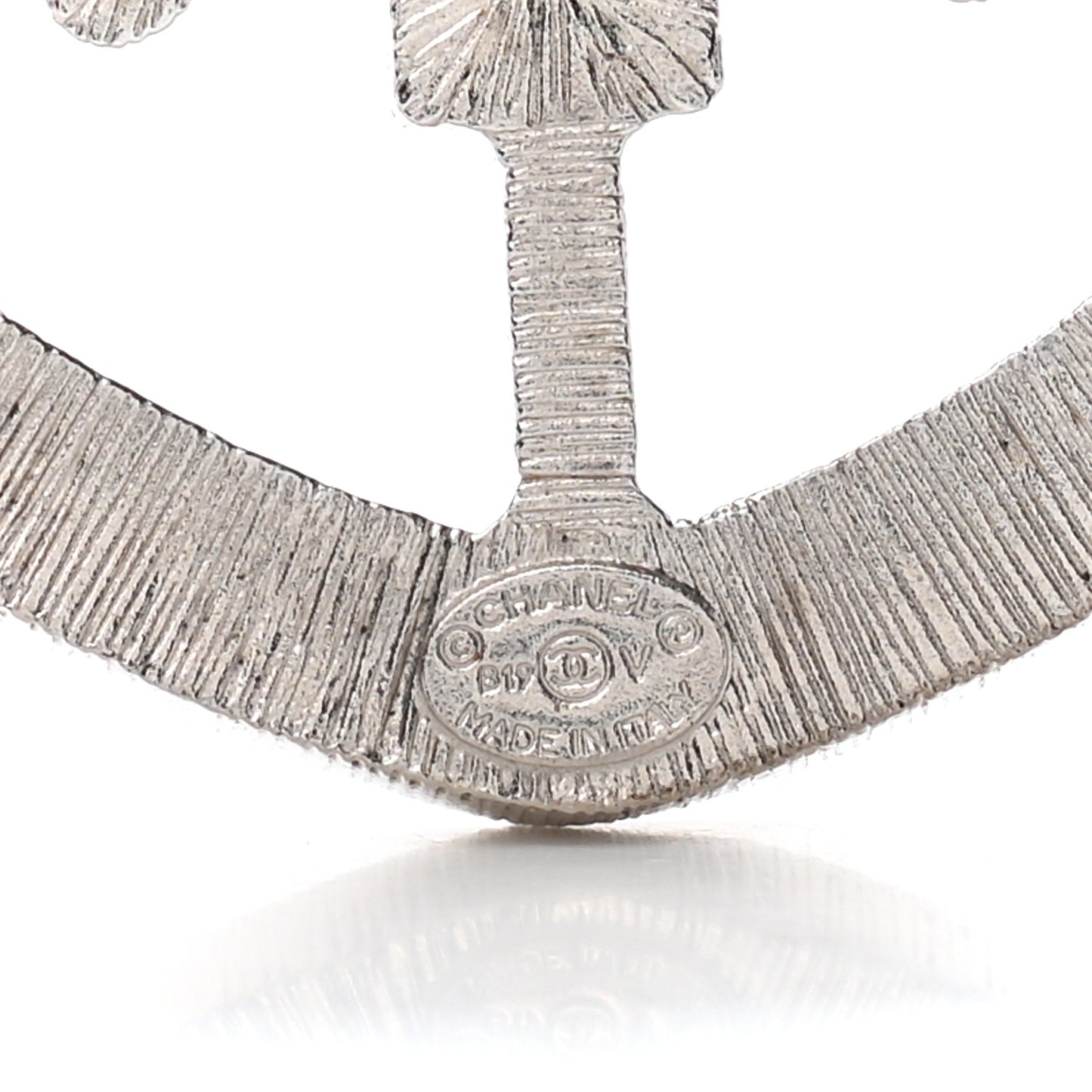 Swarovski Baguette Crystal CC Shield Brooch Silver